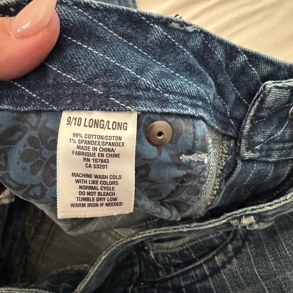 NWT Aeropostale Women's Dark Blue Pinstripe Boot Cut Jeans 9/10 Long - Picture 8 of 8